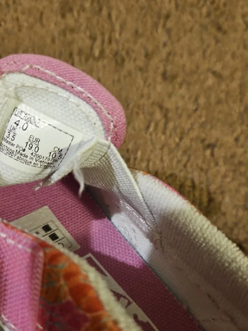 Vans Toddler Girls Floral Slip-On Sneakers in Pink and Orange